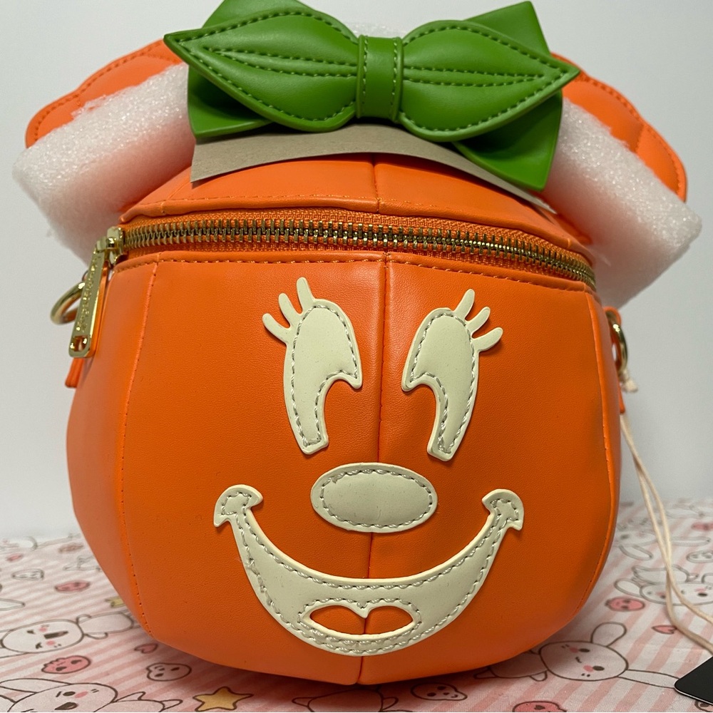 Disney Pumpkin Halloween Minnie Jack O Lantern Loungefly Crossbody Bag Purse - Picture 2 of 7